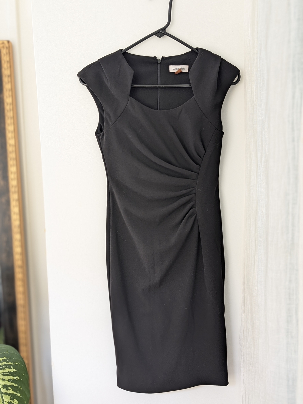 Calvin Klein Black Ruched Sheath Dress
